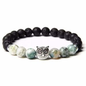 Armband lavasteen uil